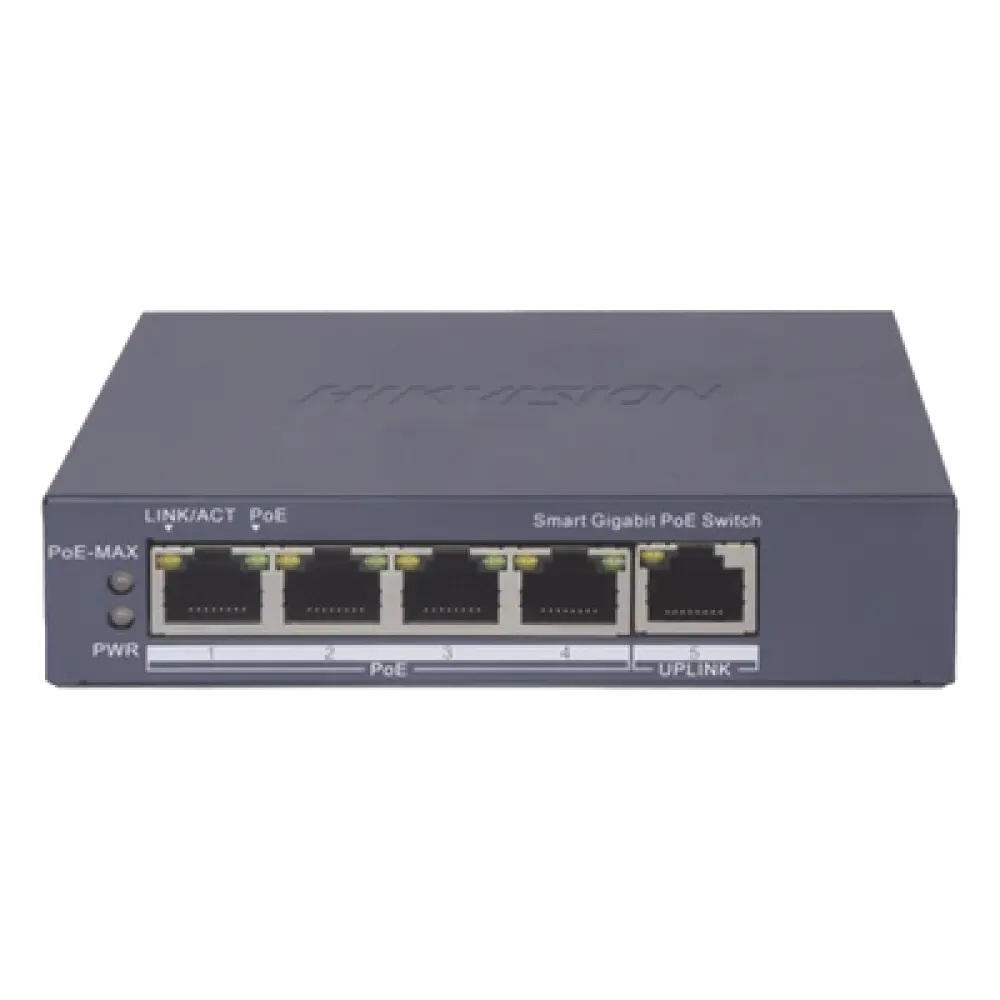 Switch PoE+ Administrable / 4 Puertos Gigabit PoE+ / 1 Puerto Uplink Gigabit / Alcance Extendido 300 m (984.3 ft) / 60 W / Gestión en Nube