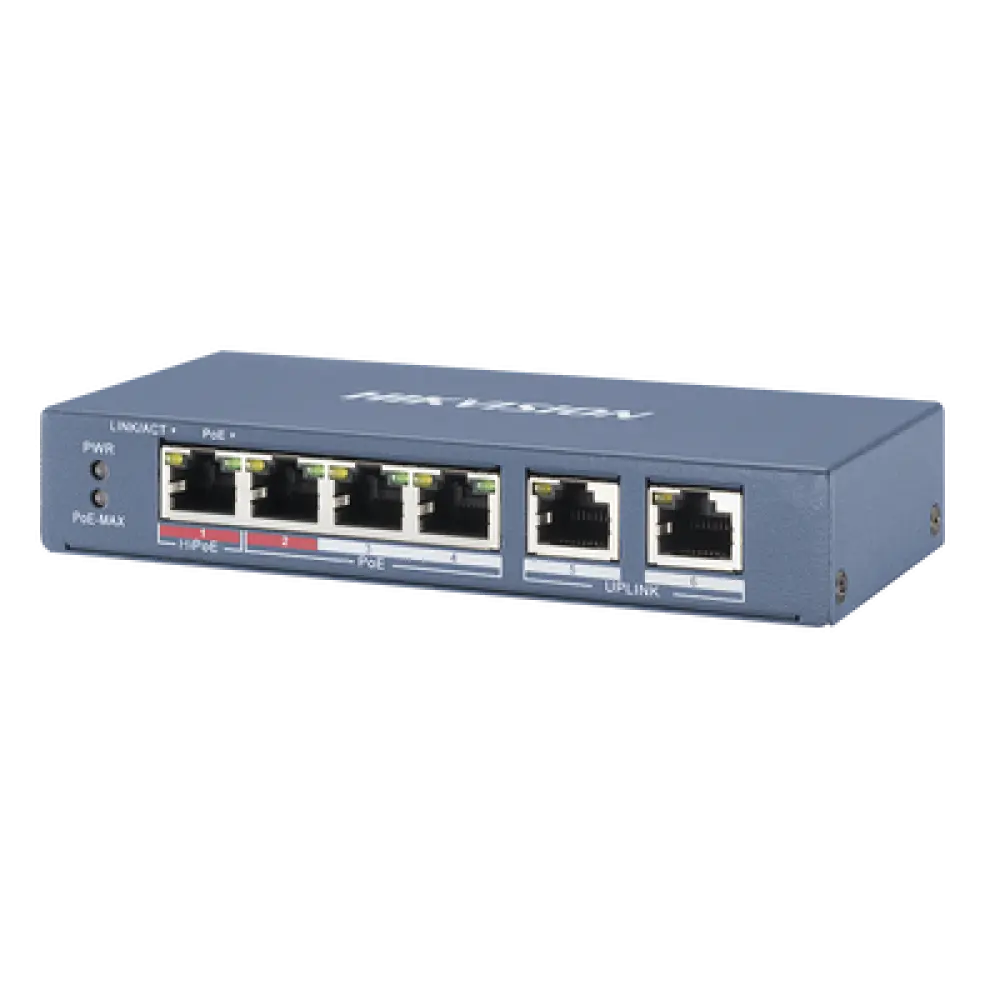 Switch PoE+ / No Administrable / 3 Puertos 10/100 Mbps PoE+ 30W / 1 Puerto Hi-PoE 60W / 2 Puertos Uplink / Modo Extendido hasta 300 m (984 pies)