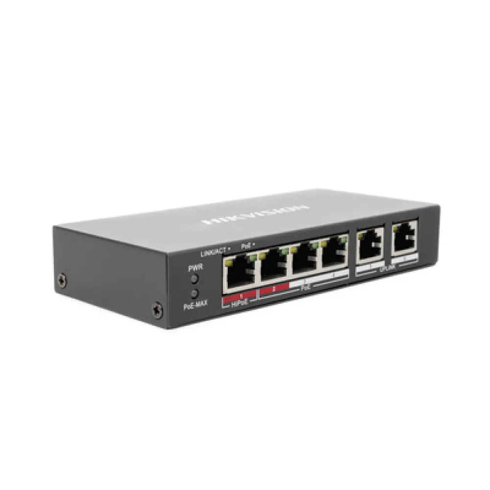 Switch PoE+ / No Administrable / 3 Puertos 10/100 Mbps PoE+ 30W / 1 Puerto Hi-PoE 60W / 2 Puertos Uplink / Modo Extendido hasta 300 m (984 pies)