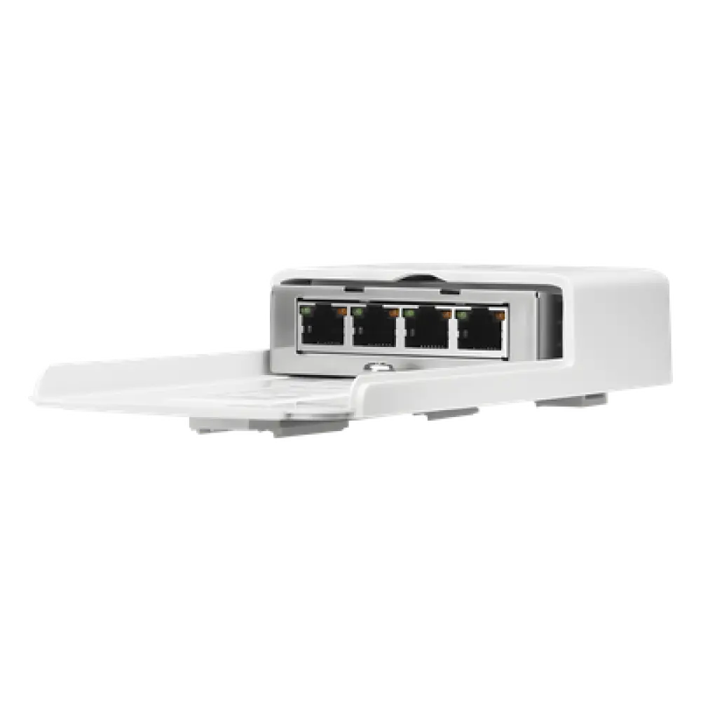 Switch PoE de Paso para Exterior / 4 Puertos Gigabit / 24V PoE / IP67 / -30°C a 70°C / 4 Gbps Throughput