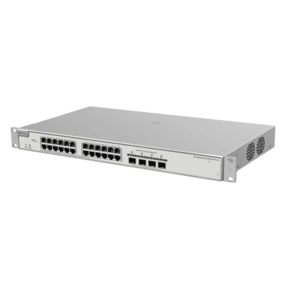 Switch Administrable PoE+ / 24 Puertos Gigabit / 4 SFP+ 10 Gb / Capacidad 128 Gbps / 370 W PoE / Gestión Cloud