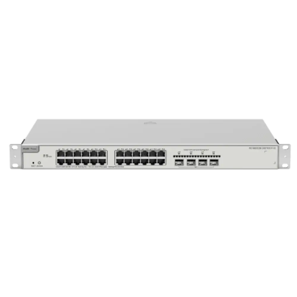 Switch Administrable PoE+ / 24 Puertos Gigabit / 4 SFP+ 10 Gb / Capacidad 128 Gbps / 370 W PoE / Gestión Cloud