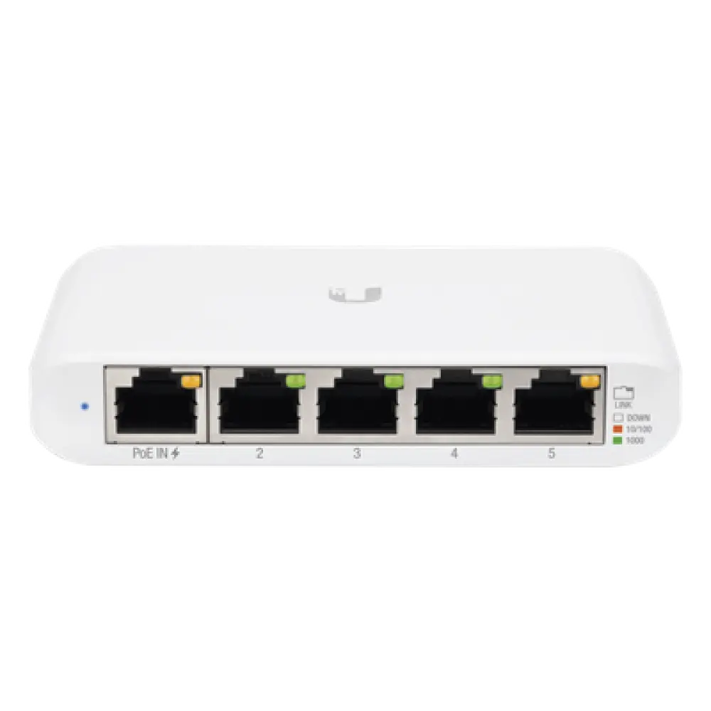 Switch Administrable Compacto / 5 Puertos Gigabit RJ45 / PoE 802.3af/at Entrada / USB-C o PoE / 4.22 x 2.76 x 0.83 pulgadas