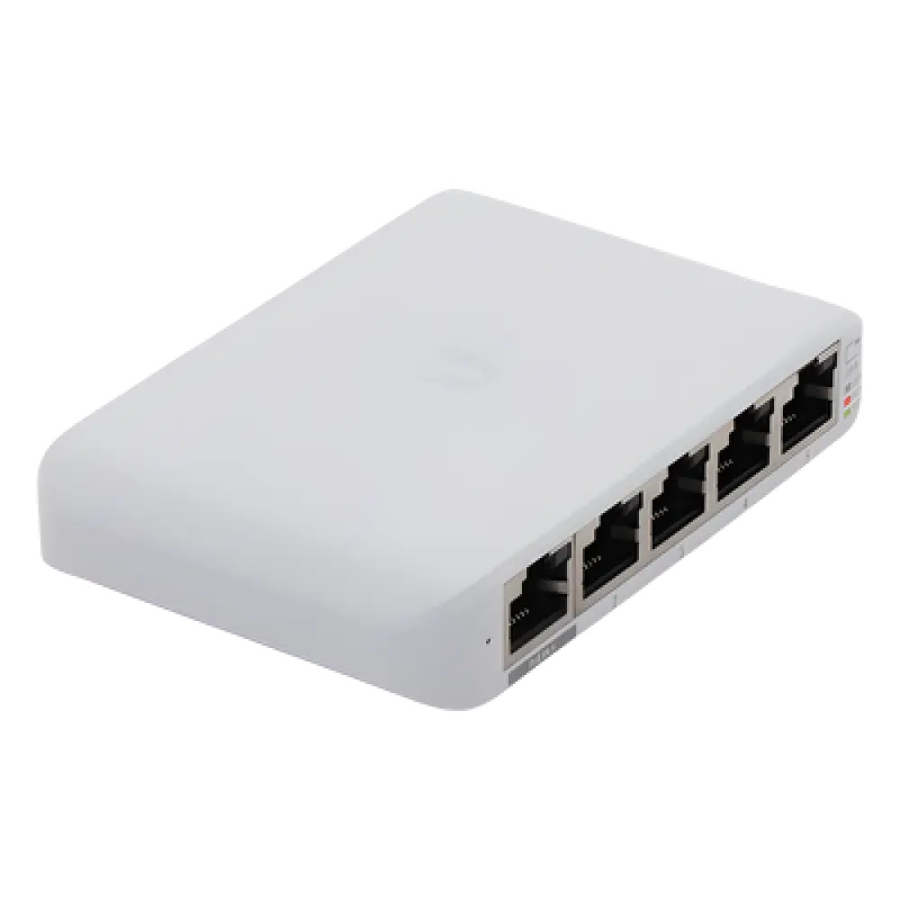 Switch Administrable Compacto / 5 Puertos Gigabit RJ45 / PoE 802.3af/at Entrada / USB-C o PoE / 4.22 x 2.76 x 0.83 pulgadas
