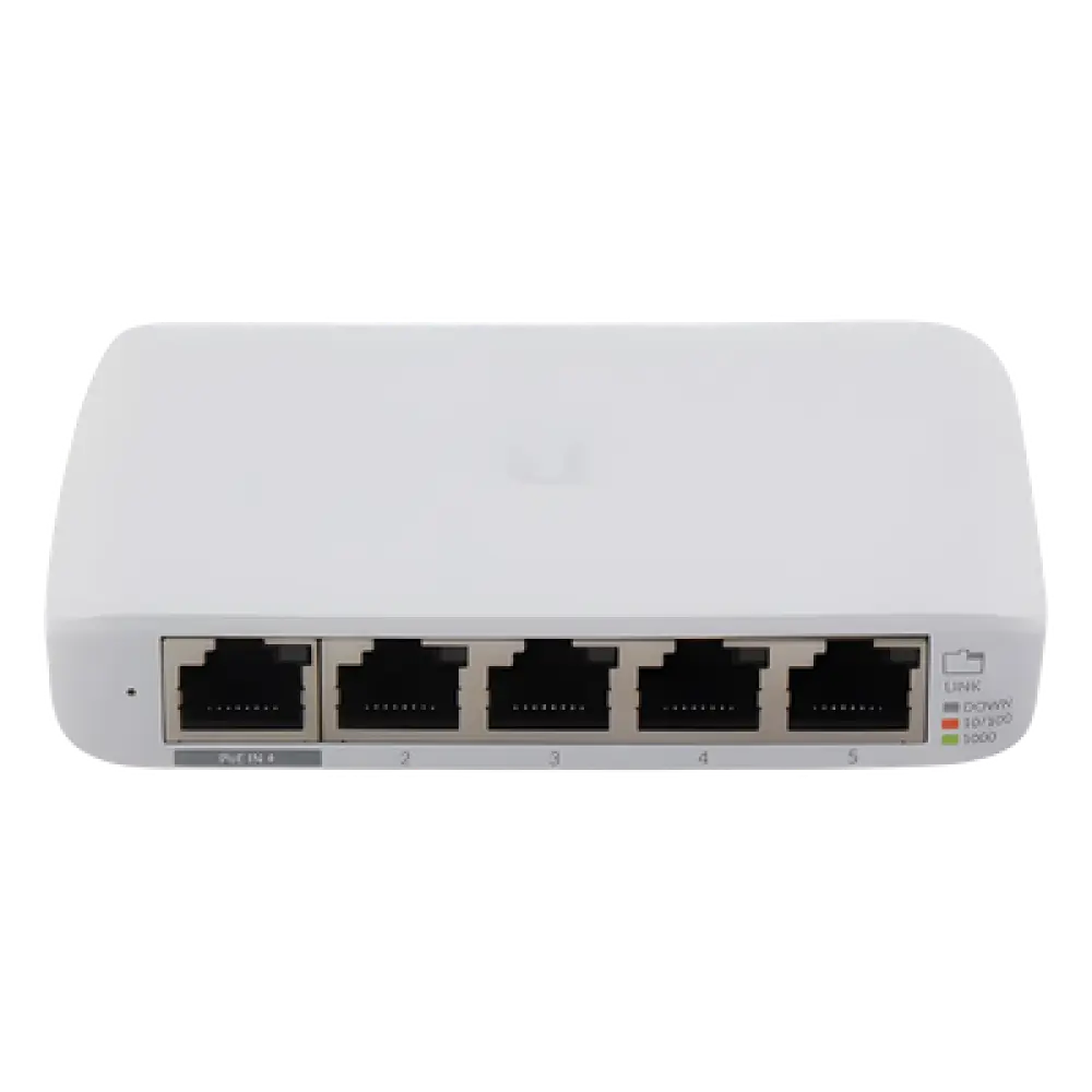 Switch Administrable Compacto / 5 Puertos Gigabit RJ45 / PoE 802.3af/at Entrada / USB-C o PoE / 4.22 x 2.76 x 0.83 pulgadas
