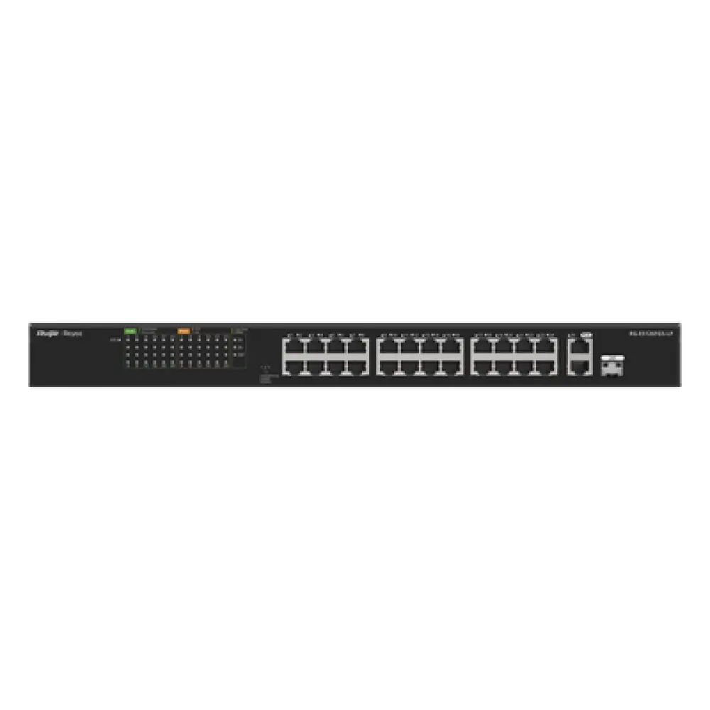 Switch PoE+ No Administrable / 24 Puertos 10/100 PoE+ / 2 Uplinks Gigabit / 1 SFP Combo / 180W / 8.8 Gbps / 1U