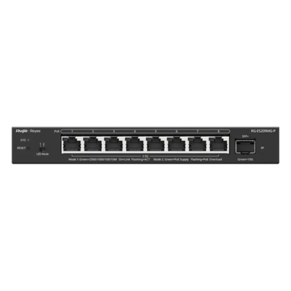 Switch Administrable Capa 2 PoE+ / 8 puertos 2.5Gb / 1 SFP+ 10Gb / 130W PoE / 60Gbps switching / Sin ventilador