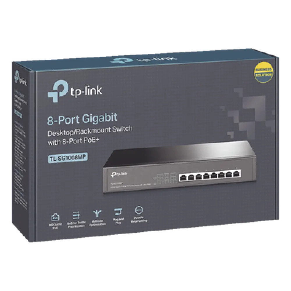 Switch PoE+ / 8 Puertos Gigabit / 126W Total / 30W por Puerto / Escritorio o Rack