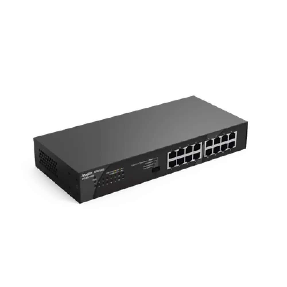 Switch No Administrable / 16 Puertos Gigabit / 32 Gbps / Fanless / Protección 4 kV