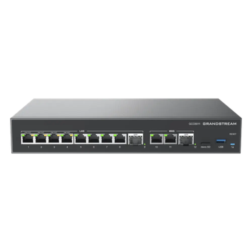 Firewall NG / Router VPN 3 Gbps / IP PBX 12 Usuarios / Switch 10 Puertos Gigabit / 4 Puertos PoE / 2 SFP 2.5G / Wi-Fi 6 Dual Band