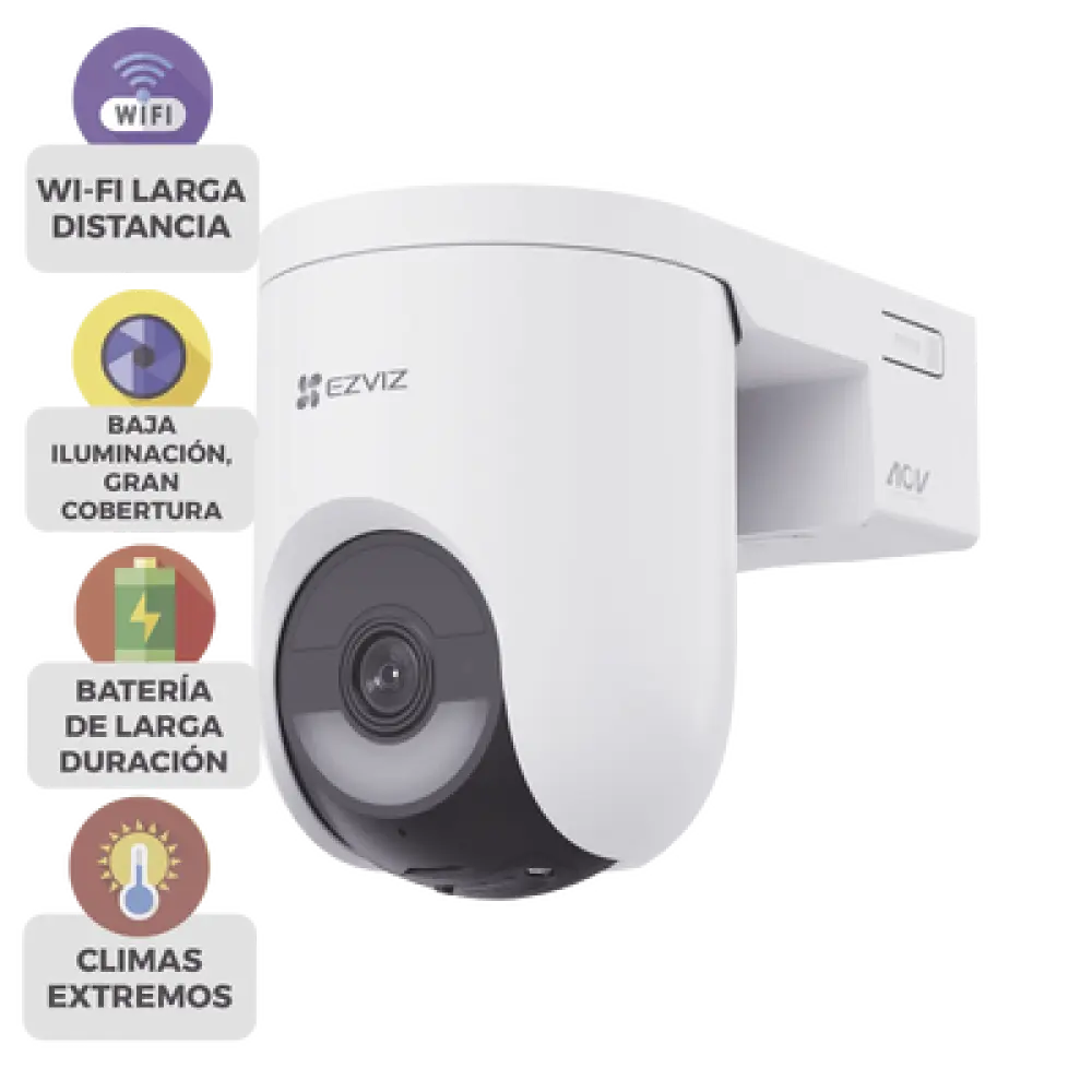 Cámara IP PT / 2K+ 4 Megapixel / Wi-Fi 6 + 4G LTE / Batería 5200 mAh / IP65 / IR 15 m (49.2 ft) / PTZ 340° Pan / 80° Tilt