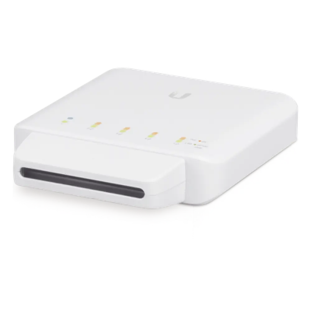 Switch PoE semi-exterior / 5 puertos Gigabit / 1 entrada 802.3bt + 4 salidas 802.3af / IP55 / 46W / Montaje pared o poste
