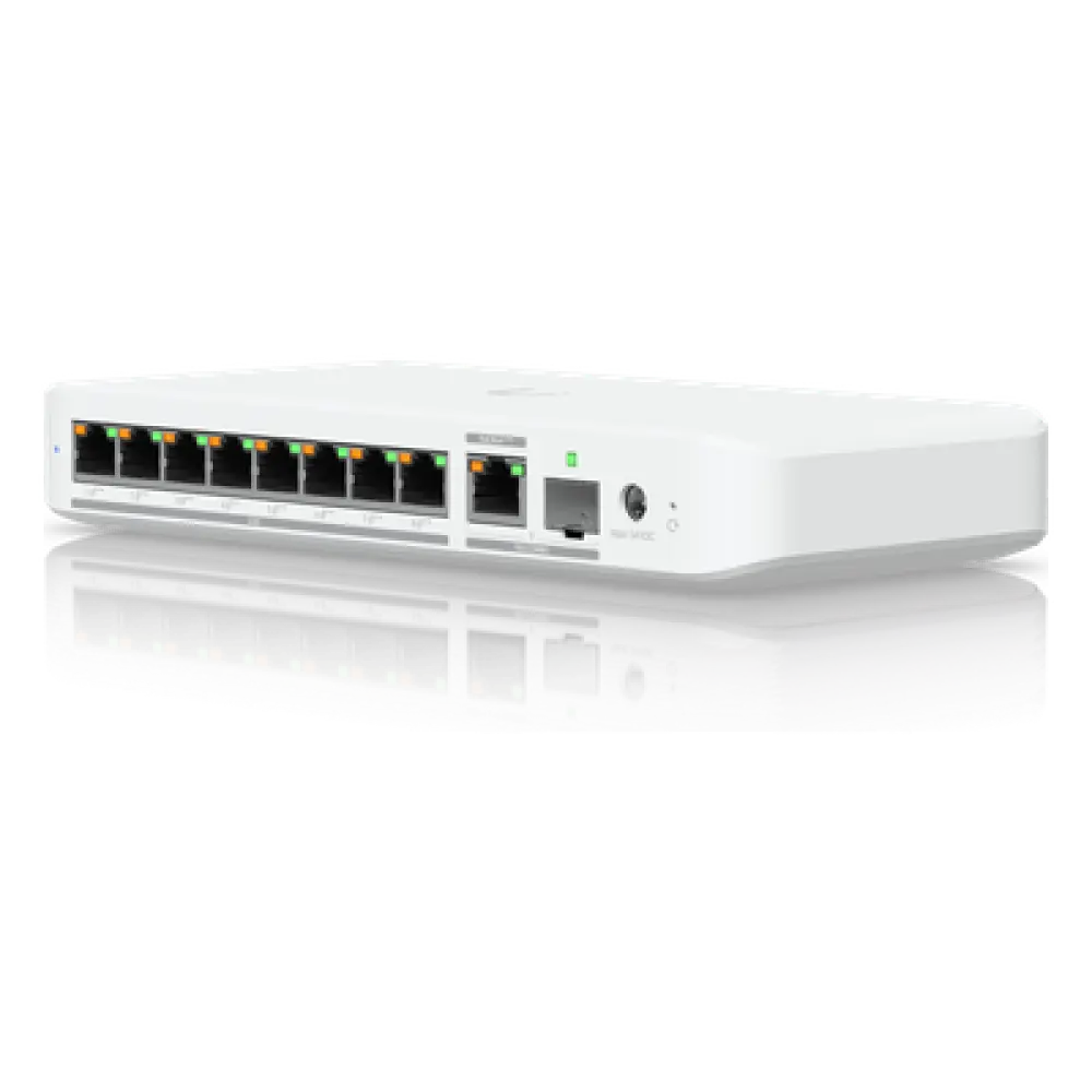 Switch PoE++ / 8 Puertos 2.5GbE / 1 Puerto 10GbE RJ45/SFP+ / 76W PoE / 30Gbps / 6.99 × 3.91 × 1.10 pulgadas