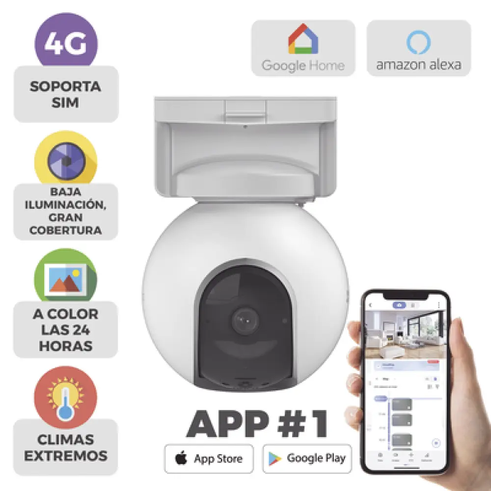 Cámara IP 4G / 3 Megapixel / Batería 10400 mAh / Visión Nocturna Color 15 m (49.2 ft) / Audio 100 dB / Exterior