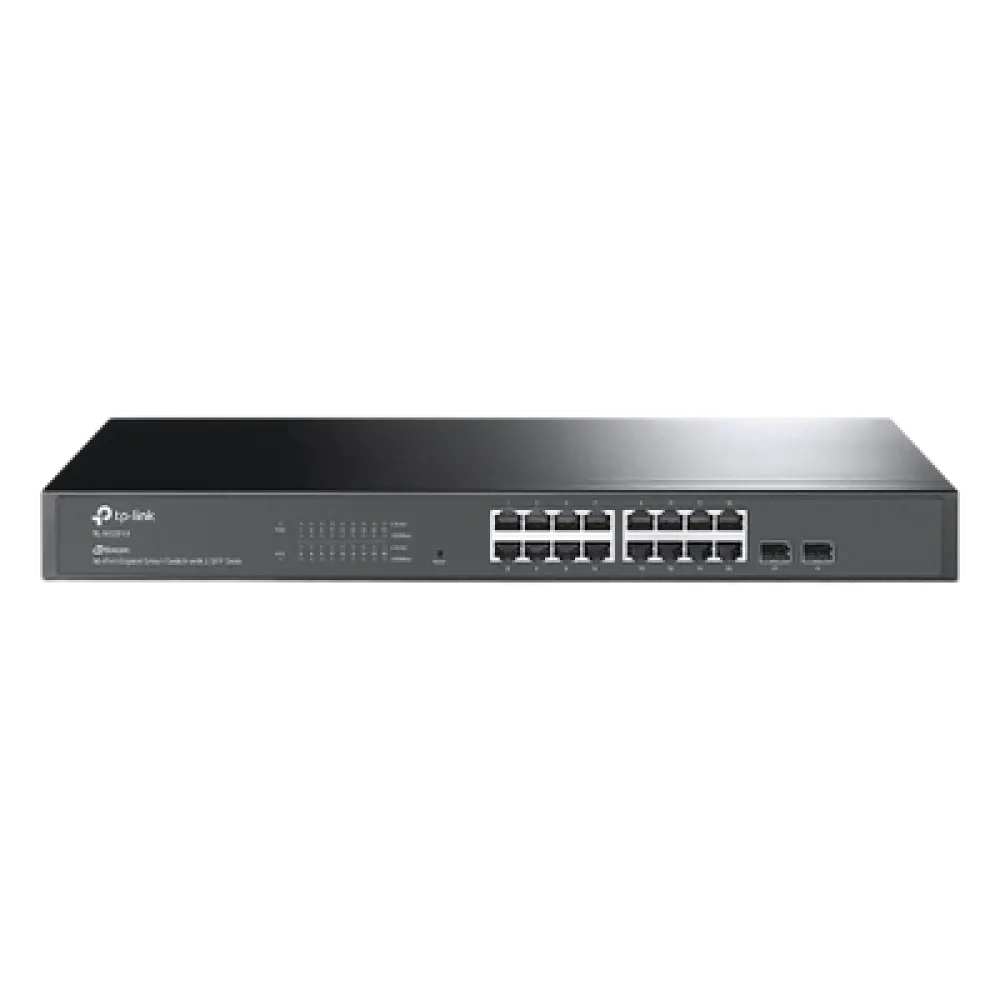 Switch Administrable / 16 Puertos Gigabit RJ45 / 2 Puertos SFP 1G / Rendimiento 36 Gbps / Sin Ventilador / Gestión Centralizada OMADA