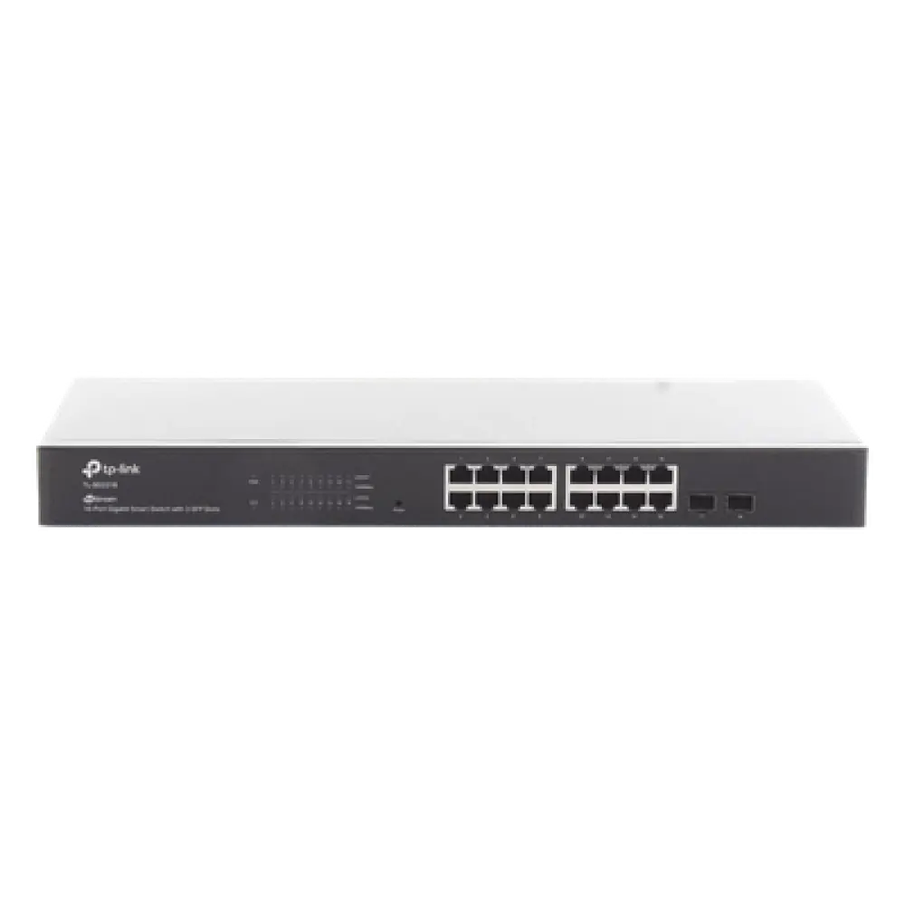 Switch Administrable / 16 Puertos Gigabit RJ45 / 2 Puertos SFP 1G / Rendimiento 36 Gbps / Sin Ventilador / Gestión Centralizada OMADA