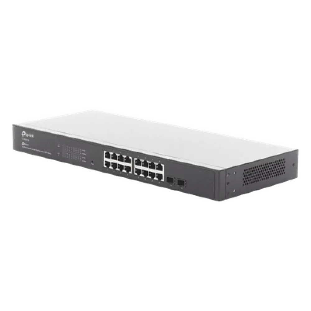 Switch Administrable / 16 Puertos Gigabit RJ45 / 2 Puertos SFP 1G / Rendimiento 36 Gbps / Sin Ventilador / Gestión Centralizada OMADA