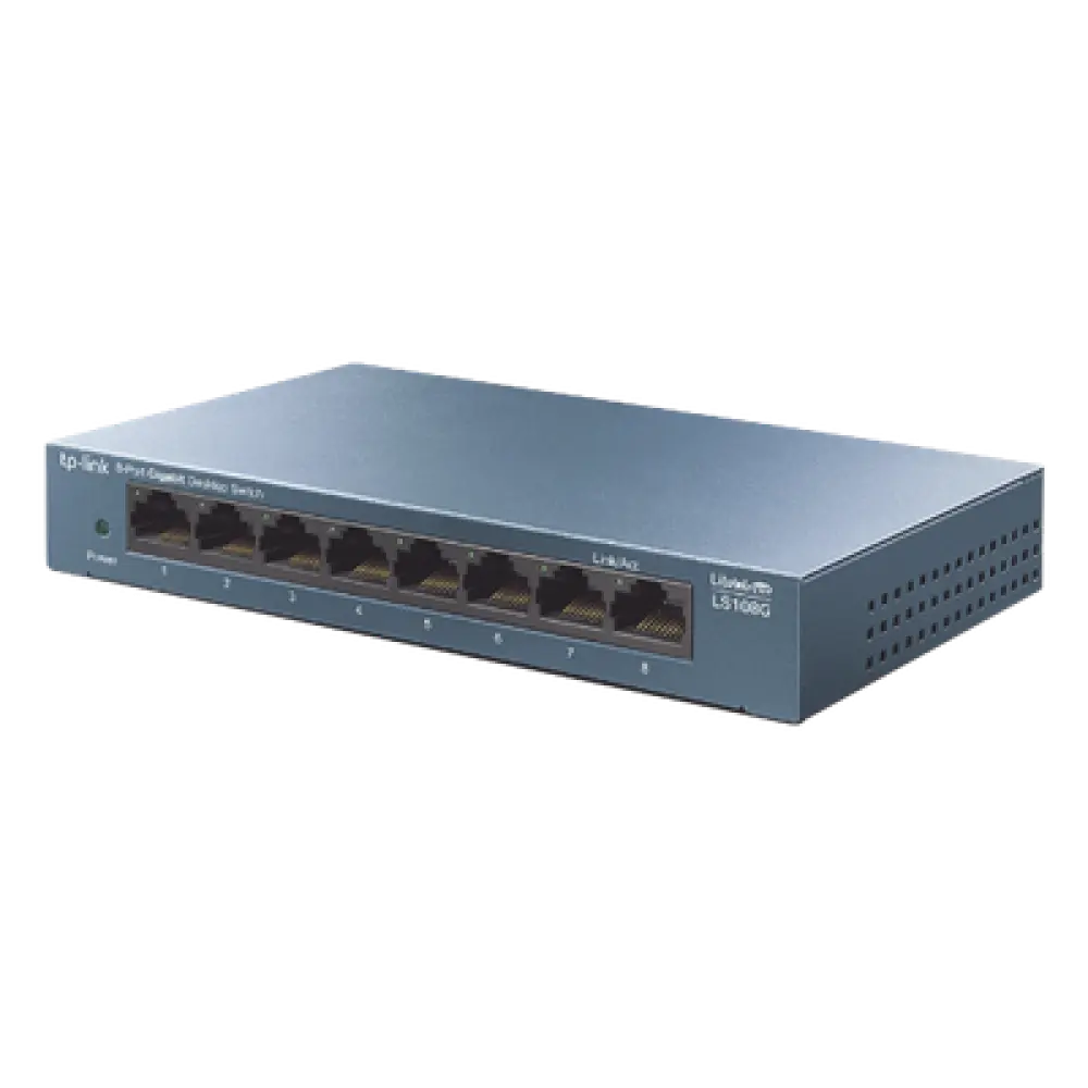 Switch de Escritorio / 8 Puertos Gigabit 10/100/1000 Mbps / Carcasa Metálica / Green Ethernet / Plug-and-Play