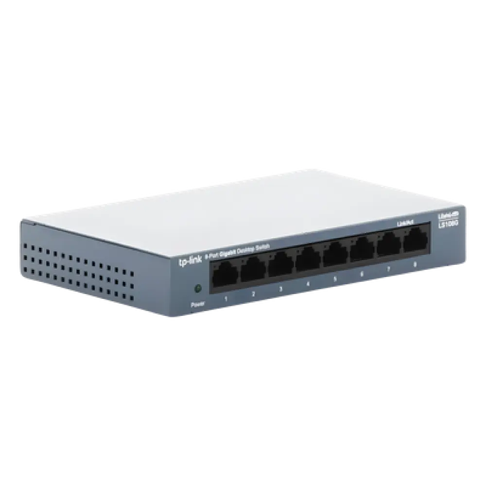 Switch de Escritorio / 8 Puertos Gigabit 10/100/1000 Mbps / Carcasa Metálica / Green Ethernet / Plug-and-Play