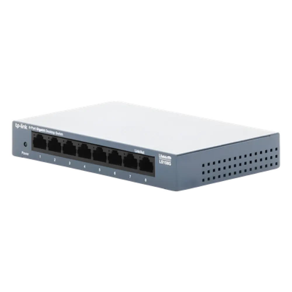 Switch de Escritorio / 8 Puertos Gigabit 10/100/1000 Mbps / Carcasa Metálica / Green Ethernet / Plug-and-Play