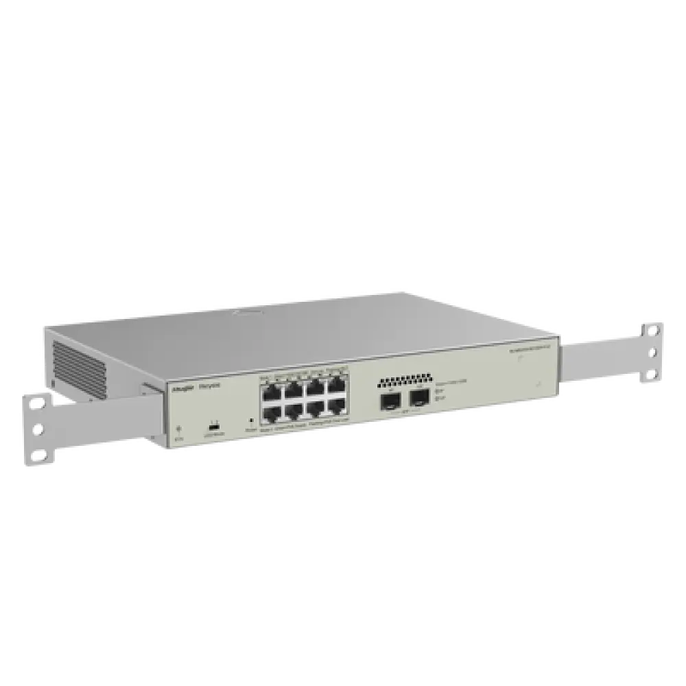 Switch Administrable PoE+ / 8 Puertos Gigabit / 2 SFP 1Gb / Capacidad 20 Gbps / Sin Ventilador / 125W PoE