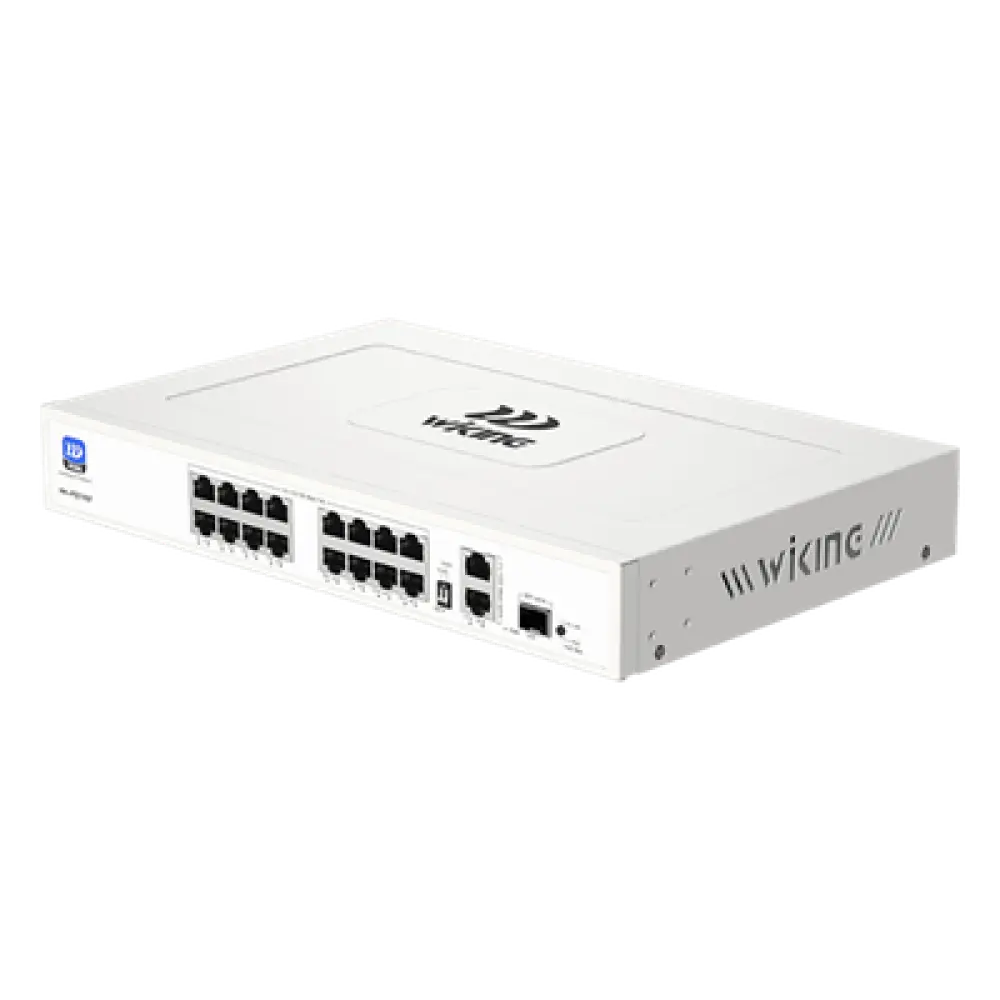 Switch PoE No Administrable / 16 Puertos 10/100 Mbps / 2 Puertos Uplink Gigabit / 1 Ranura SFP 1000 Mbps / Presupuesto PoE 180 W / Hi-PoE 60 W
