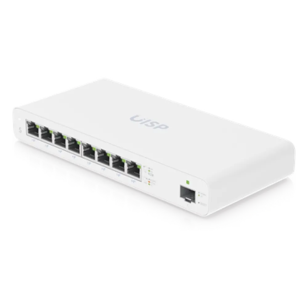 Switch PoE Pasivo / 8 Puertos GbE / 1 Puerto SFP / 110 W (27 V) / 30 W por Puerto / Aislamiento de Puertos / DHCP Snooping