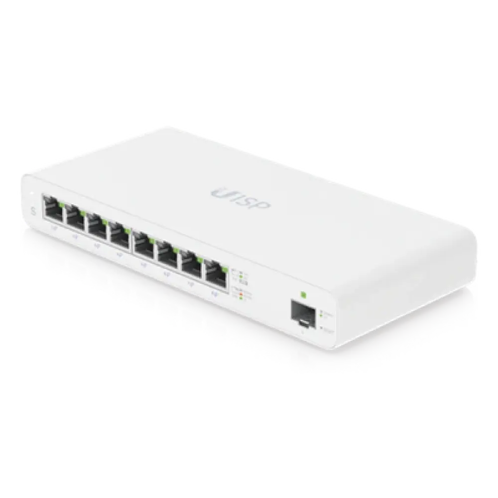 Switch PoE Pasivo / 8 Puertos GbE / 1 Puerto SFP / 110 W (27 V) / 30 W por Puerto / Aislamiento de Puertos / DHCP Snooping