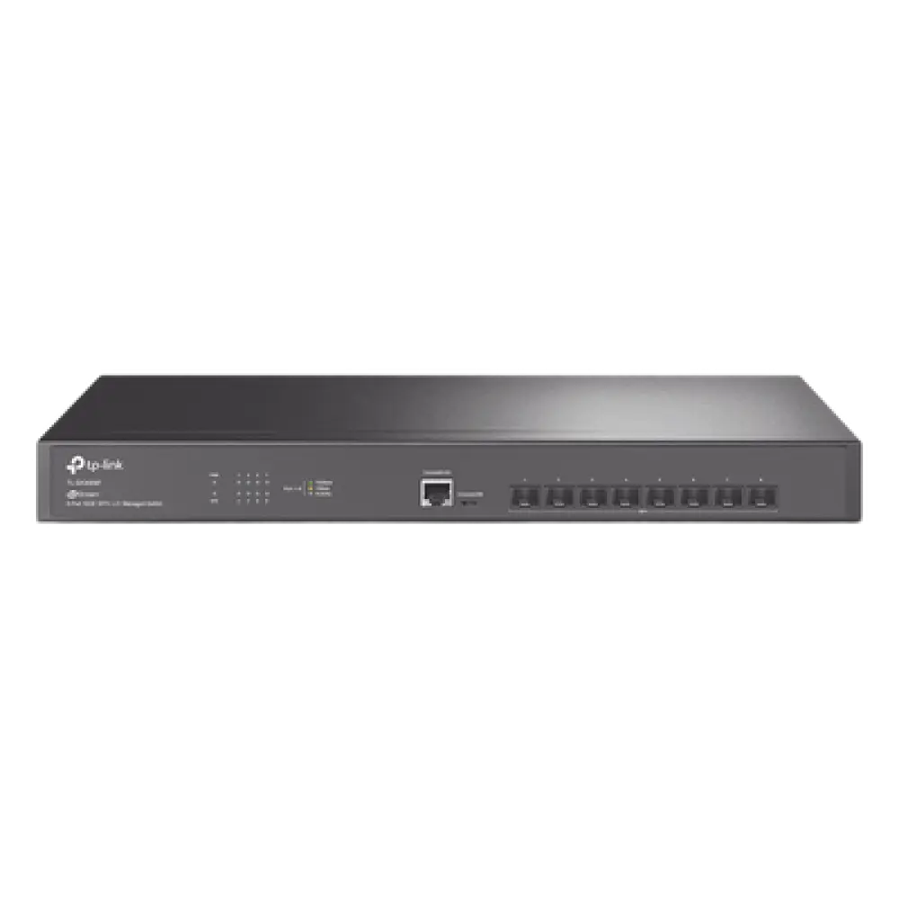 Switch Fibra Óptica L2+ / 8 Puertos SFP+ 10G / 160 Gbps / Sin Ventiladores / Montaje en Rack / Gestión Omada Centralizada