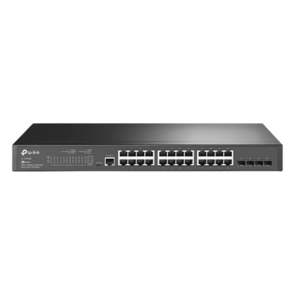 Switch Gigabit Administrable / 24 Puertos RJ45 / 4 Puertos SFP 1G / 56 Gbps / Sin Ventilador / Omada SDN