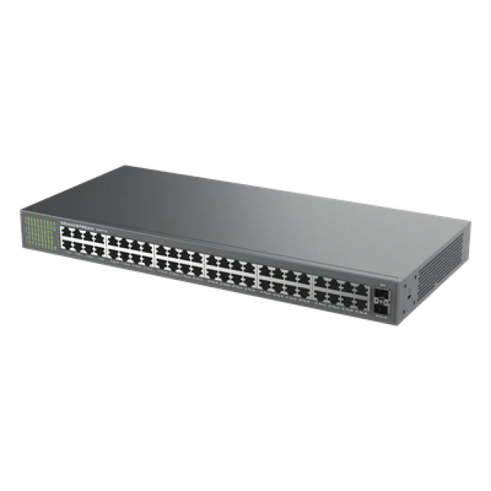 Switch No Administrable / 48 Puertos Gigabit / 100 Gbps / 2 SFP / Montaje Rack / 9KB Jumbo Frame