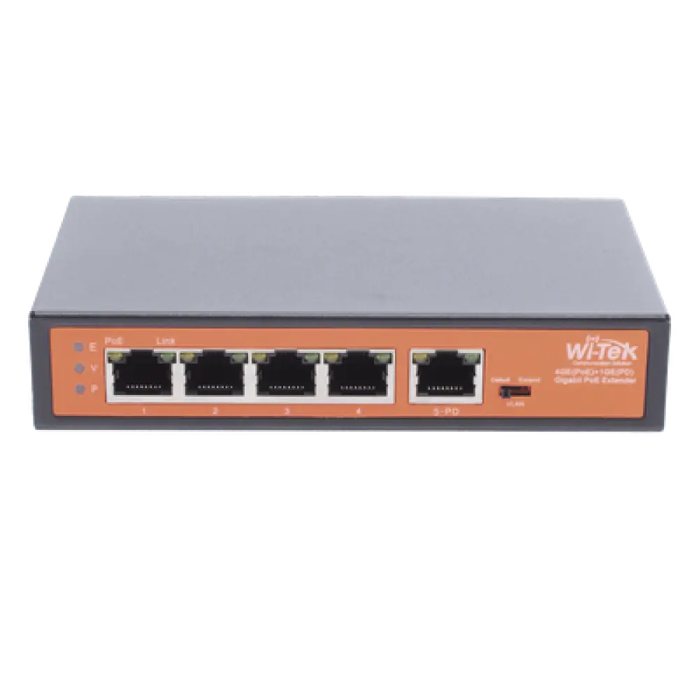 Extensor PoE / Entrada 90W / 4 salidas Gigabit 802.3af/at 30W / Alcance 250 m (820 ft) / 5 puertos / No administrable