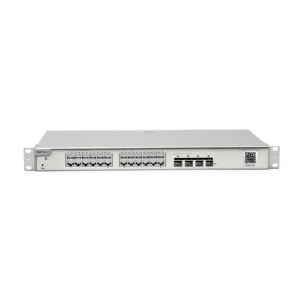 Switch Administrable Capa 2 / 24 Puertos Gigabit / 4 SFP+ 10Gb / Conmutación 128 Gb/s / Sin Ventilador / Protección 6 kV