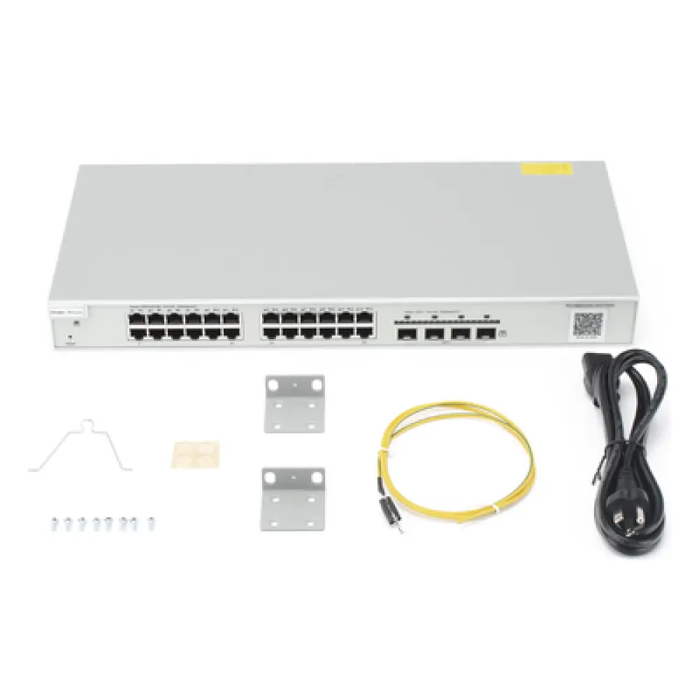 Switch Administrable Capa 2 / 24 Puertos Gigabit / 4 SFP+ 10Gb / Conmutación 128 Gb/s / Sin Ventilador / Protección 6 kV