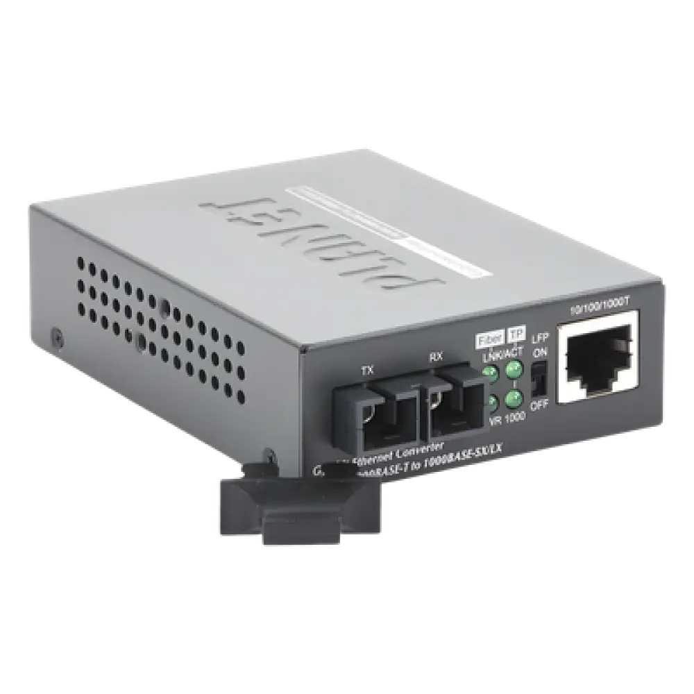 Convertidor de Medios / 1000 Mbps / Fibra Óptica Mono-Modo / 20 km (12.4 mi) / Conector SC / RJ45 Auto-MDI/MDI-X