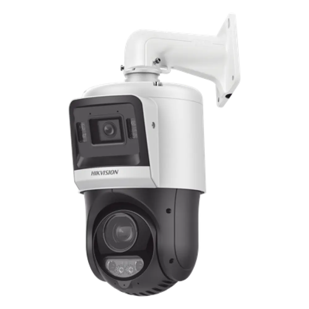 Domo PTZ IP TandemVu / 4 Megapixel + 4 Megapixel / Zoom Óptico 15X / IR 100 m (328.1 ft) + Luz Blanca 30 m (98.4 ft) / Audio Bidireccional / IP67 / PoE+