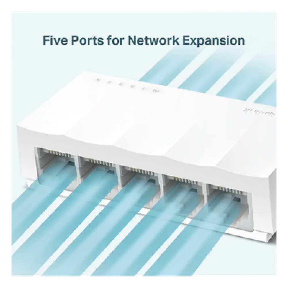 Switch no administrado / 5 puertos 10/100Mbps / Fanless / Green Ethernet / 83.6 x 45.7 x 22.8 mm