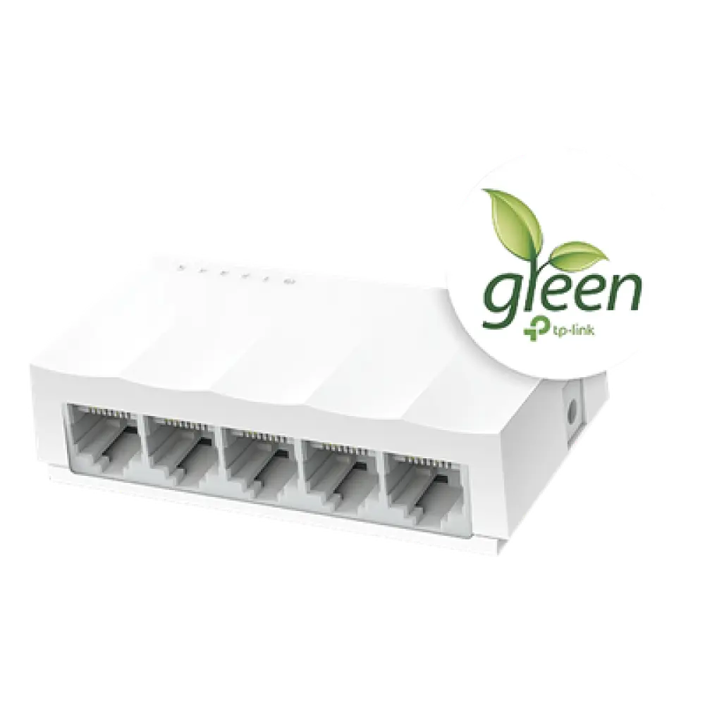 Switch no administrado / 5 puertos 10/100Mbps / Fanless / Green Ethernet / 83.6 x 45.7 x 22.8 mm