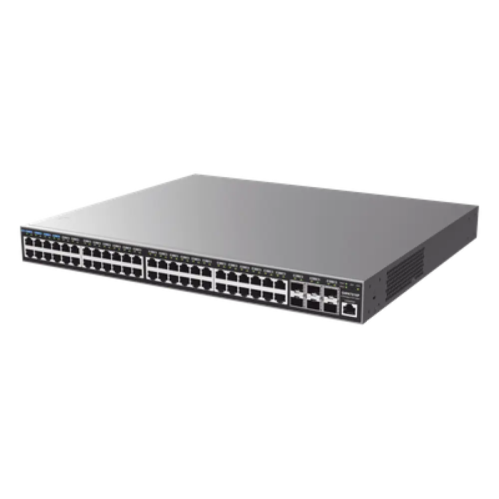 Switch Capa 3 PoE+ Administrable / 48 Puertos Gigabit / 6 SFP+ 10G / 740W / 216 Gbps / 2.43 ft (0.74 m) Altura