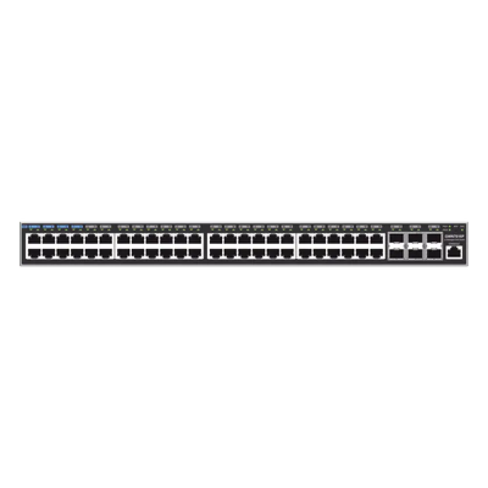 Switch Capa 3 PoE+ Administrable / 48 Puertos Gigabit / 6 SFP+ 10G / 740W / 216 Gbps / 2.43 ft (0.74 m) Altura