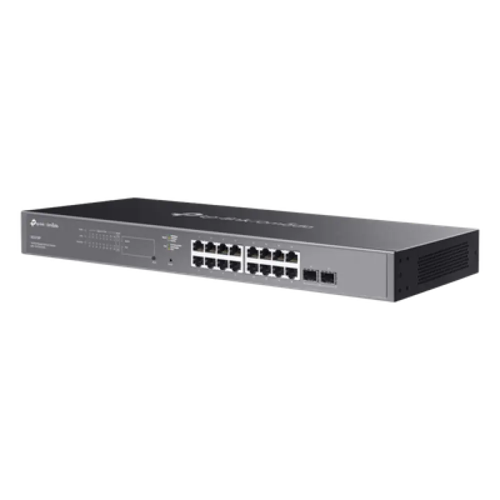Switch Smart 18 Puertos / 16 Puertos PoE+ 802.3af/at / 150 W / 2 Ranuras SFP / Switching 36 Gbps / Enrutamiento Estático L2+ / Fanless / Rack 440 mm (17.3 in)