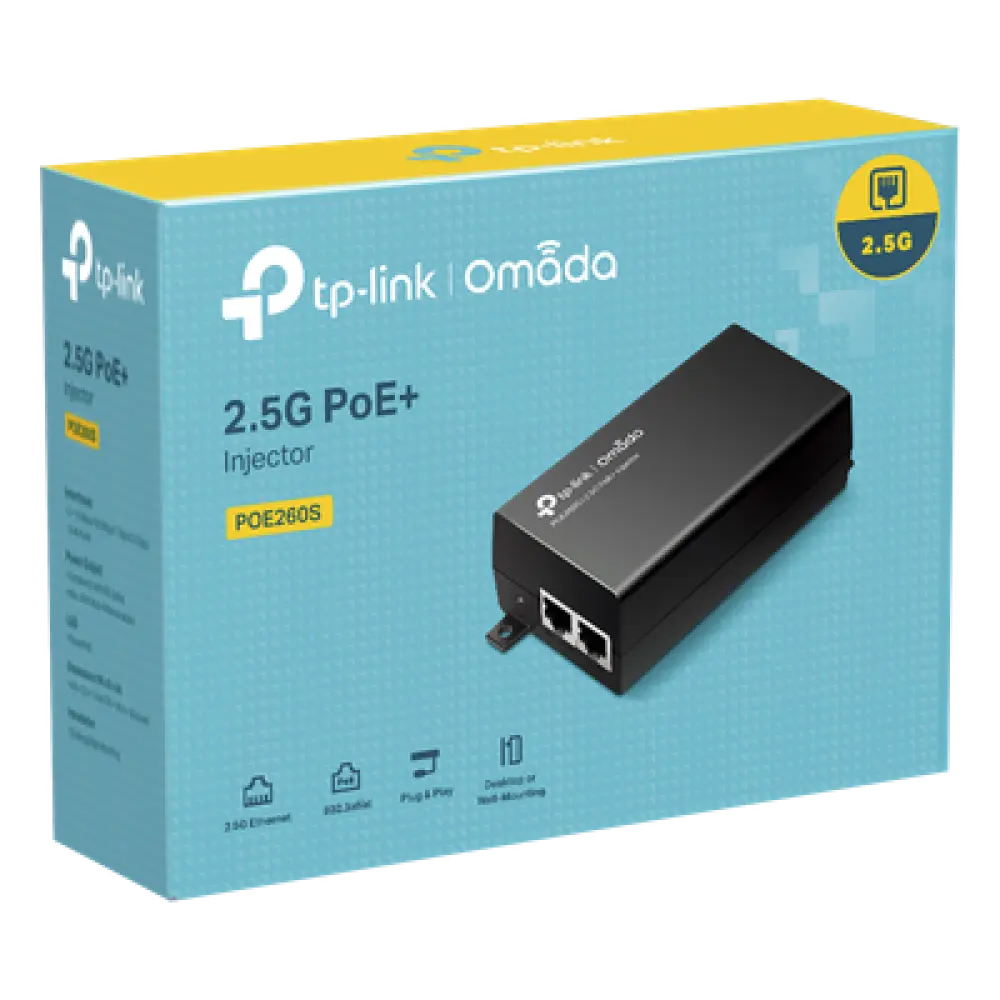 Inyector PoE+ / 30W / 2 Puertos 2.5 Gbps / 802.3af/at / Alcance 100 m (328 ft) / Plug and Play