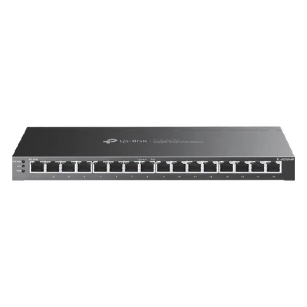 Switch Administrable / 16 Puertos Gigabit / 8 Puertos PoE 802.3af/at / 120W / Sin Ventilador / 32 Gbps / Omada SDN
