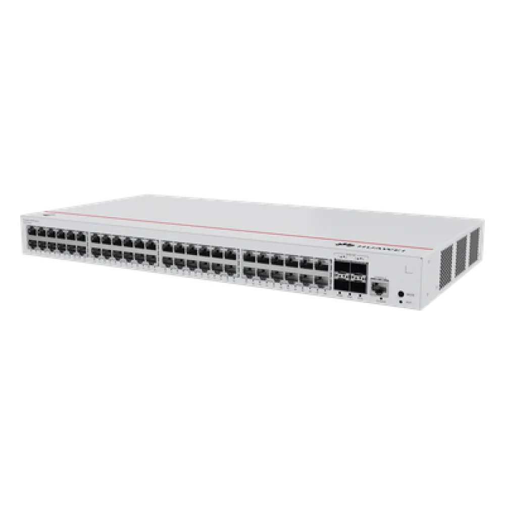 Switch PoE Administrable / 48 Puertos Gigabit / 4 Puertos 10GE SFP+ / PoE Perpetuo 380W / 176 Gbps / Capa 2