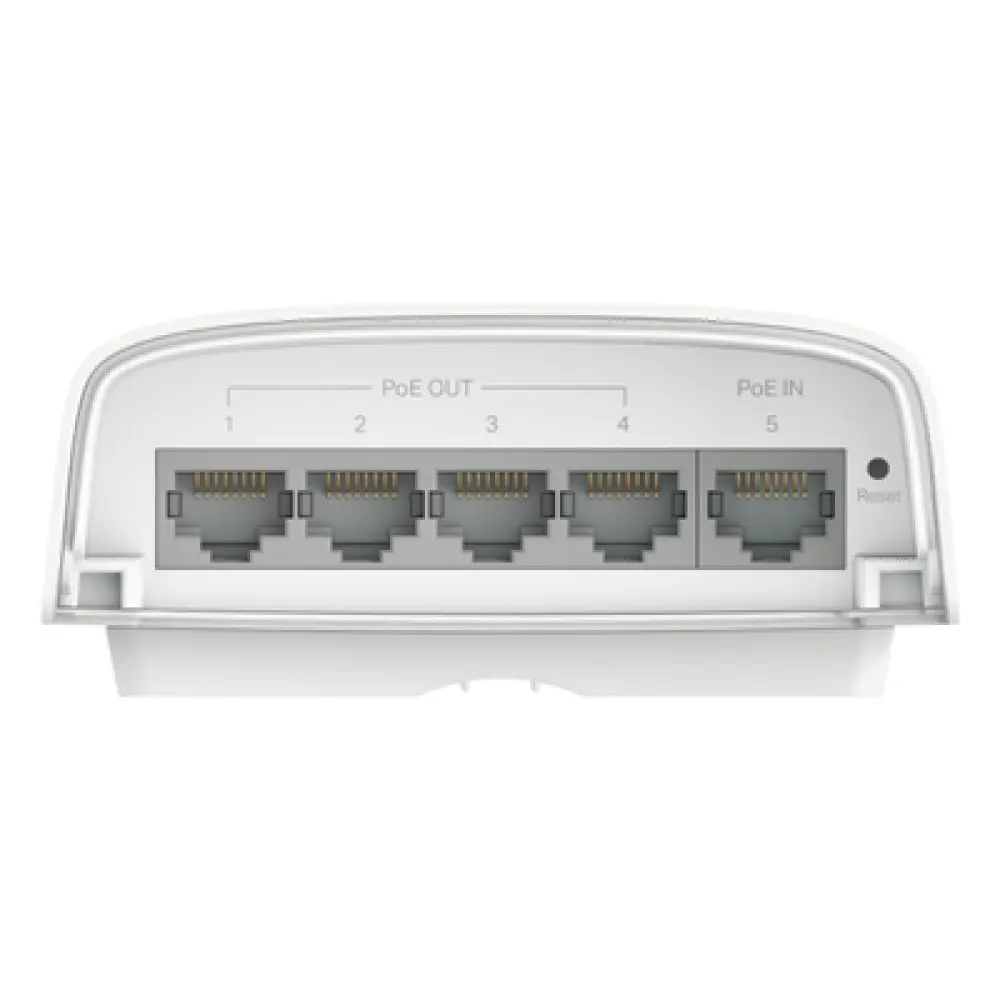 Switch PoE para Exterior / 5 Puertos Gigabit / PoE++ 90W IN / 4x PoE+ 64W OUT / IP55 / 10 Gbps / Gestión Omada
