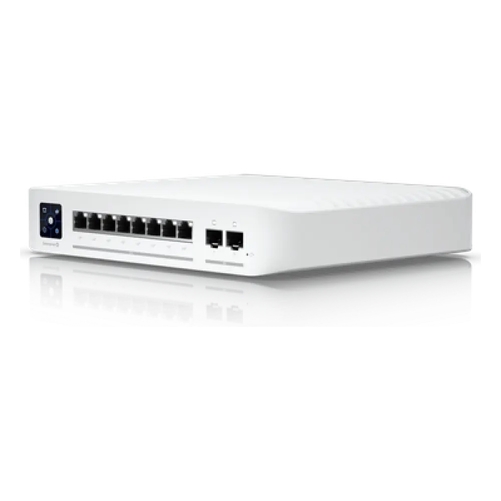 Switch Capa 3 / 8 Puertos 2.5G PoE+ / 2 Puertos SFP+ 10G / 120W PoE / Pantalla LCM 1.3" / 40 Gbps