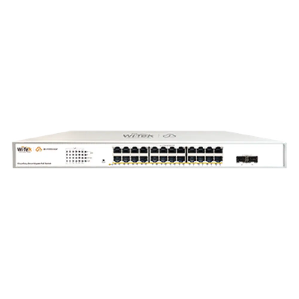 Switch Administrable PoE / 24 Puertos Gigabit PoE af/at / 2 x SFP Gigabit / 52 Gbps / Presupuesto PoE 370 W / Administración Cloud