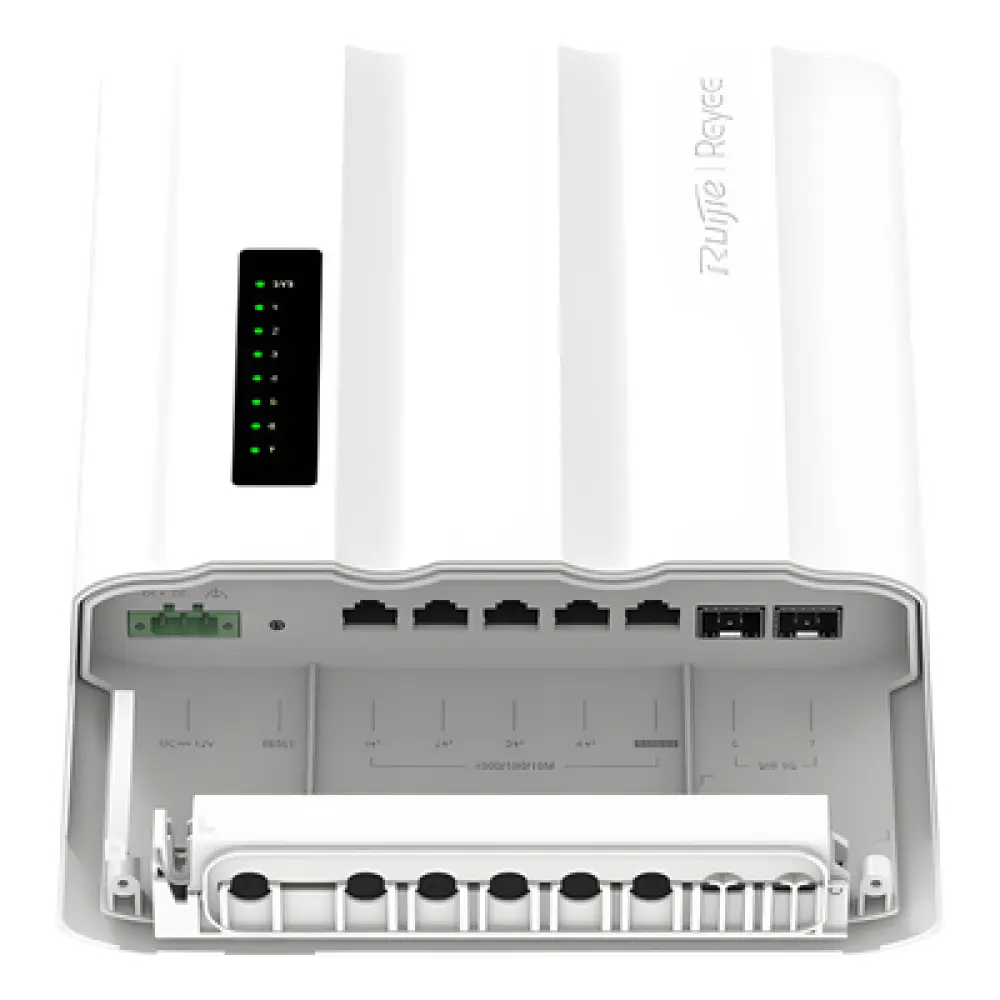 Switch Outdoor Capa 2 / 9 Puertos / 7 RJ45 Gigabit + 2 SFP / PoE++ 60W / IP65 / -30°C a +65°C / 14 Gbps