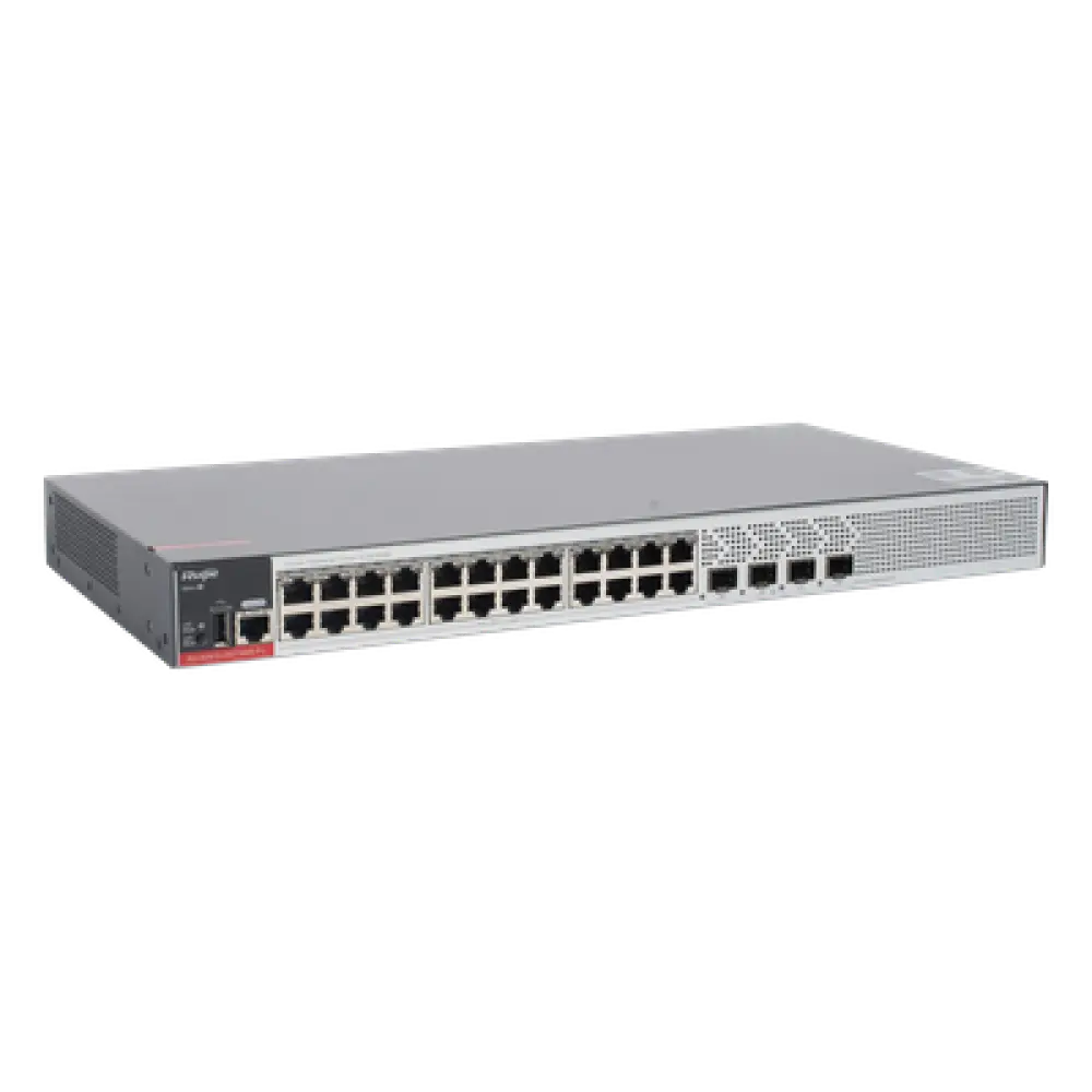 Switch PoE+ / 24 Puertos Gigabit / 4 Uplink SFP 2.5G / 370W PoE / 68 Gbps / 10 kV Surge / 1.72 in