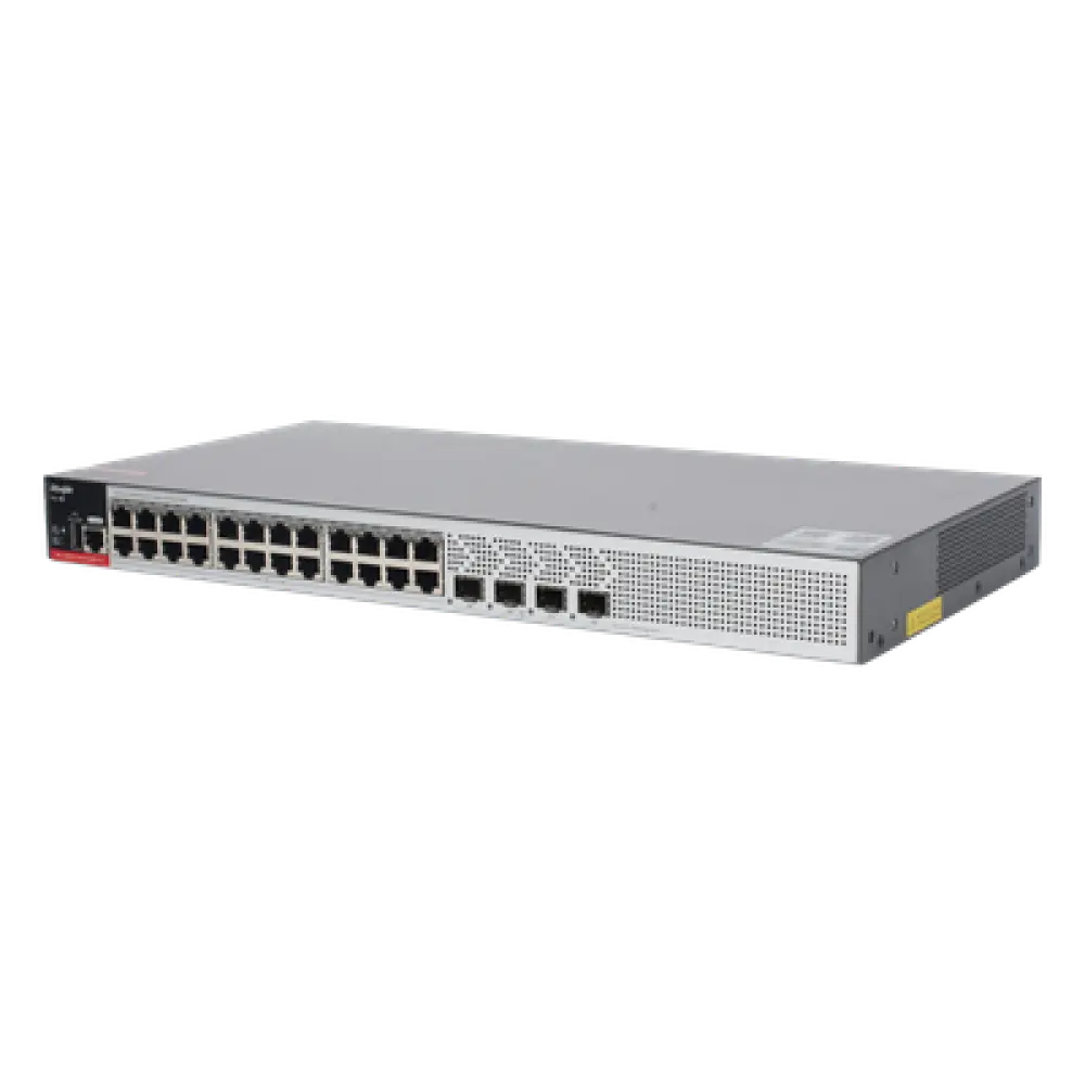 Switch PoE+ / 24 Puertos Gigabit / 4 Uplink SFP 2.5G / 370W PoE / 68 Gbps / 10 kV Surge / 1.72 in